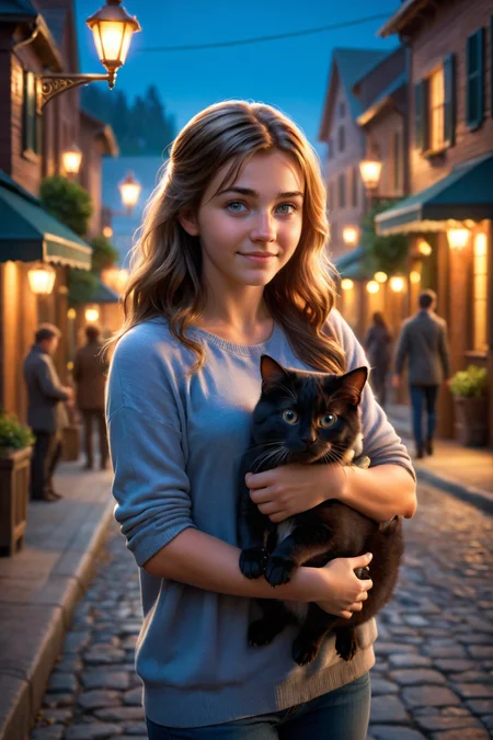 (by Mark Keathley and Monika Macdonald :1.20), (by Evgeny Lushpin and Hal Foster and James Gilleard 0.80) , cute 18 year old woman and her pet - <lora:more_art:0.30><lora:clothing_slider:2.00><lora:great_lighting:1.30><lora:aesthetic:1.15><lora:photorealistic_portrait:1.25><lora:RMSDXL_Enhance:0.45><lora:RMSDXL_Creative:0.35><lora:RMSDXL_Photo:0.45><lora:RMSDXL_Darkness_Cinema:0.50><lora:XDetail_heavy:0.45><lora:perfect_eyes:0.15><lora:perfect_hands:0.15><lora:midjourney:-0.15><lora:looking_at_viewer:0.75><lora:dpo:0.25>