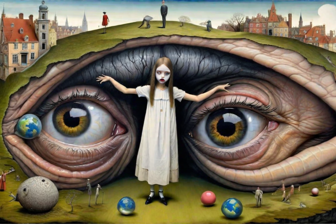 <lora:Surreal_XL:1>, surreal-xl, absurd, bizarre, eerie, fanciful, fantastic and ludicrous, interesting things and people