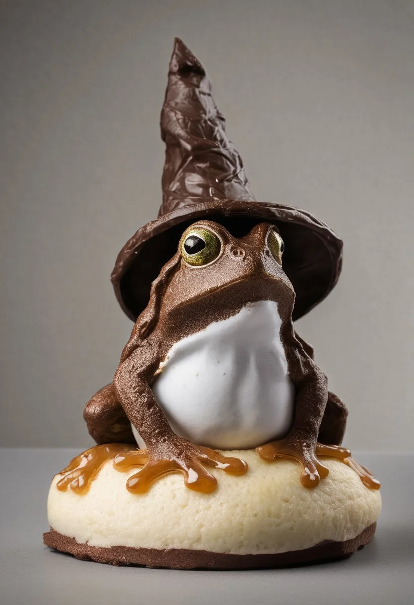 frog with a wizard hat made of chocolate