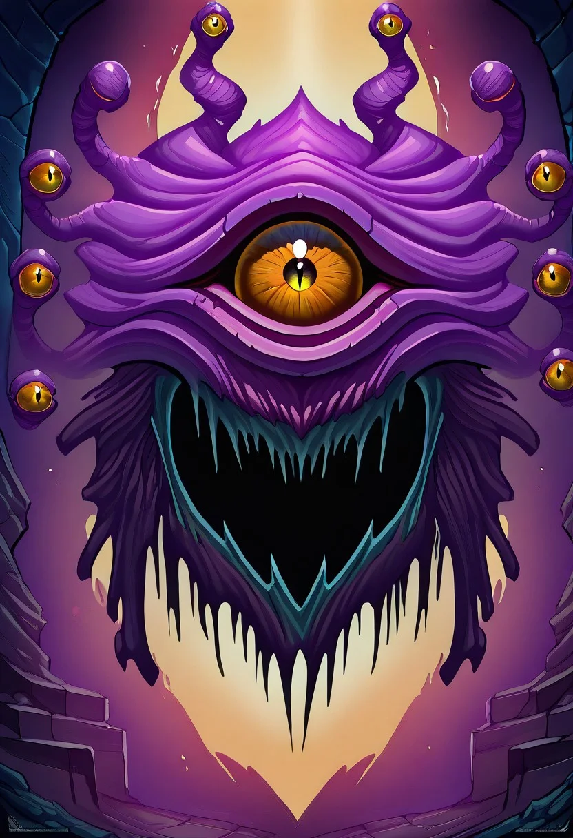 masterpiece, best quality, newest, absurdres, highres, anime, anime style, no humans, Beholdertentacles-ILV1.0, fullbeholder, beholder, eyed Tentacles, tentacles with eyes, extra eyes, monster