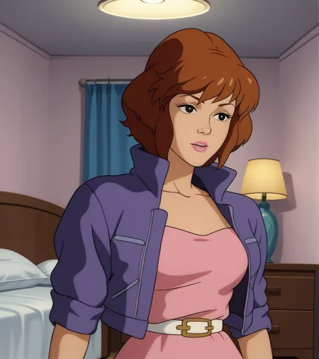 score_9, score_8_up, score_7_up,
apriloneil, purple jacket, pink dress, indoors, lipstick, sleeves rolled up, inside bedroom, retro_artstyle, cartoon, source_cartoon, lowres, 1990s_(style), <lora:April_ONeil:1>