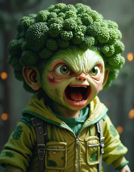 Detailed photography of a angry vegetable, digital Art, ,Detailed,fine details, realistic shaded lighting, by Ilya Kuvshinov, katsuhiro otomo, magali villeneuve,, rutkowski, WLOP Jeremy Lip