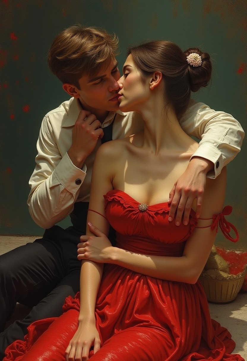 by Edward Henry Potthast and Delphin Enjolras in the style of Atey Ghailan and Gai Qi
