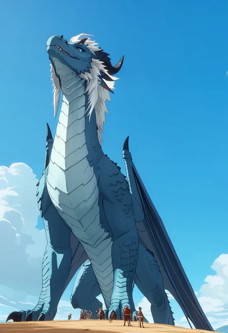 Score_9, Score_8, Score_7, TDPStyle, TDPStyle, Zubeia, Blue Dragon, White Hair, from below