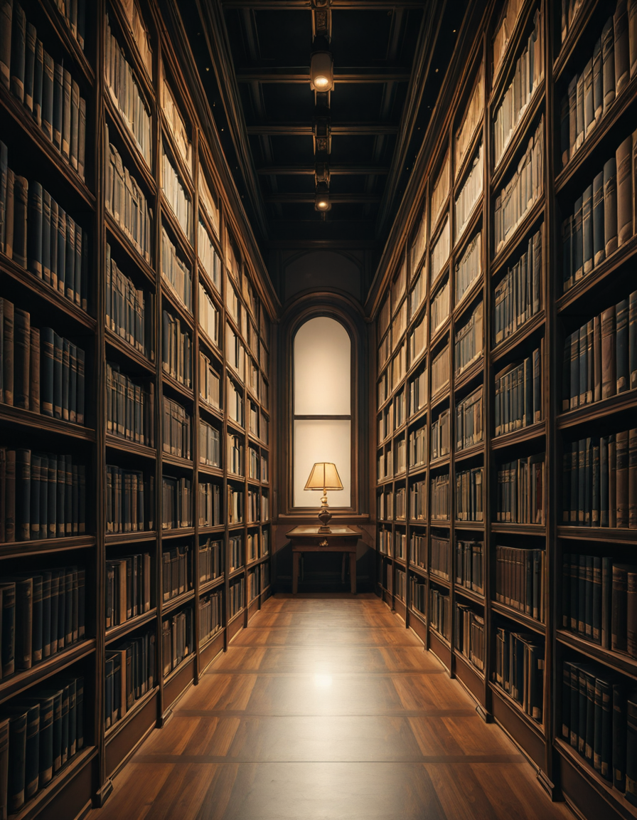 A quiet and dimly lit aisle in a grand university library, lined with tall wooden bookshelves filled with countless books of various sizes and colors. The shelves stretch high, nearly reaching the ceiling, with small ladders placed along the aisle for access to the upper rows. The soft glow of overhead lights casts a warm ambiance, illuminating the dust particles floating in the air. The floor is covered in polished hardwood or a subtle-patterned carpet, absorbing the quiet footsteps of visitors. At the far end of the aisle, a large window lets in a gentle stream of natural light, creating a contrast between the warm artificial glow and the cool daylight. Some books are slightly pulled out from the shelves, and a few are stacked on a nearby wooden table, suggesting recent use. The atmosphere is serene and intellectual, evoking a sense of knowledge, discovery, and timeless academia. The composition is symmetrical, drawing the eye down the center of the aisle, creating depth and perspective.
<lora:SDXLFaeTastic2400:0.4> <lora:extremely_detailed:0.4> extremely detailed, <lora:University_Library_41sl3-ill:1>,University Library 41sl3, Masterpiece,best quality,hi res,8k,hi res,8k,award winning,(sharp focus, intricate, highly detailed),