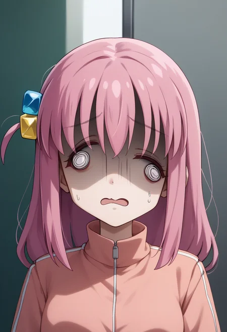 score_9, score_8_up, score_7_up, @ @, shaded face, <lora:TraumatizedGotoh_pdxl_Incrs_v1:1>, 1girl, gotoh hitori, bocchi the rock!
