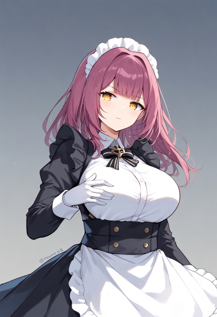 <lora:devonshire_XL-bf16-pony-v1:1> 1girl, devonshire_(azur_lane),maid, BREAK score_9, score_8_up, score_7_up, BREAK source_anime, best quality, masterpiece, uncensored,<lora:sdxl_lightning_4step_lora:1>(clear eyes:1.2),rating_explicit,(4 finger:0.5),zPDXLpg