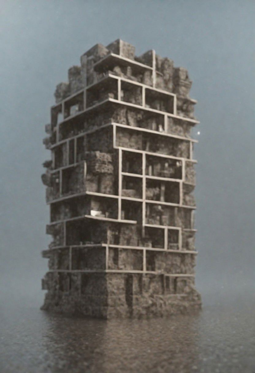 ((Moat Cailin)),
(Interesting architecture, inspired by three-dimensional blocks,3D crossword puzzle, Tetris, 3D puzzle),
(Masterpiece, Complex: 1.2), Photorealistic, 4k, High Resolution, Best Quality, Extremely Detailed, High Quality, Sharp Focus, 8k Ultra HD, Ridiculous. A very distant, tall and looming black rectangular building tilted and floated on the sea. 
BadDream, vertical, frames, great lighting, shadowrun_character, shadowrun_dungeon, shadowrun_surface, shadowrun_dungeon_party, shadowrun_party, cyberpunk, netrunner, enforcer, shaman, oni, courier, neo-aztec, high-tech lowlife, masculine, feminine, island