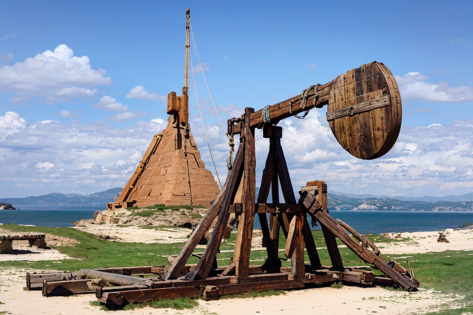 (masterpiece, best quality:1.2), ultra-detailed, Trebuchet, (realistic:1.5),  <lora:EdobMedievalCatapult_v1.0:1>