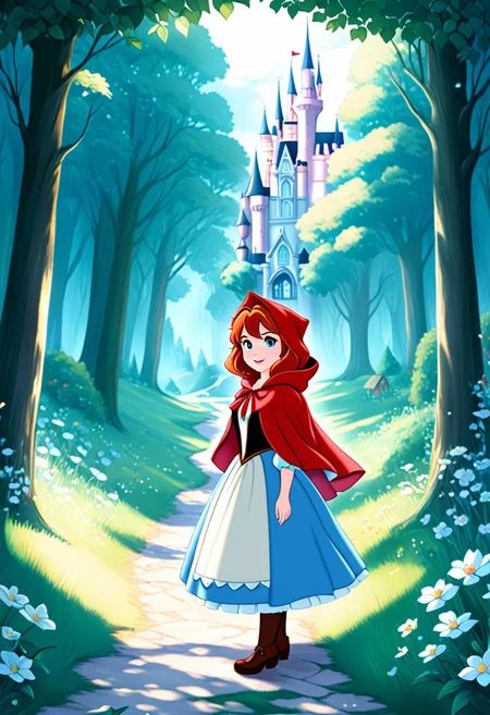 8K. Little Red Riding Hood with (brown bob hair:1.05), (blue eyes:1.05), with SnowWhite with (bob black hair:1.05), (and black eyes:1.05) (Enchanted home environemnt), in the woods full of magical houses behind them.
Anime_theme. Two_people
<lora:Little Red Riding Hood XL + SD1.5LITTLE RED RIDING HOOD_v:2.0>
<lora:DIsney Princesses PONY EDIT by Foxie Queen>