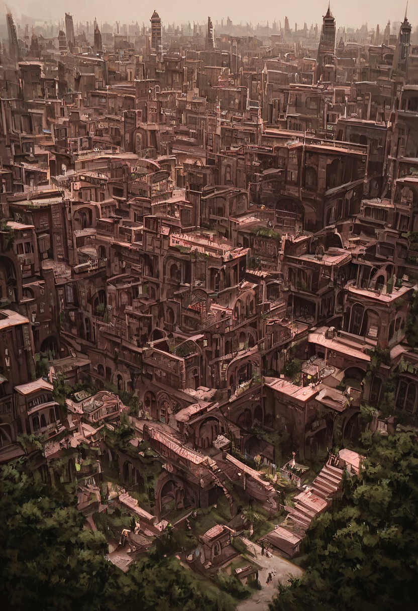 score_9, score_8_up, score_7_up, high quality humans body,
walked humans, humans on strairs, humans, 
crazystair, multidimensional stairs labyrinth, mdsl, outdoors, no humans, window, building, scenery, stairs, city , towers, grass, fog