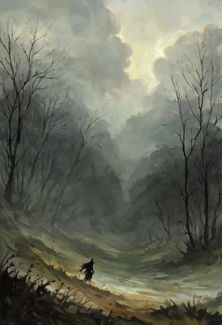 score_9, score_8_up, score_7_up, score_6_up, m4g,
detailed, landscape view, absurdres, realistic,
BREAK, background putrid swamp with murky green water and gnarled trees,
BREAK, thick fog, decaying plants, and scattered bones,
BREAK, unsettling atmosphere with dim light filtering through the mist, desolate and grim background,oil painting, traditional media, realistic,