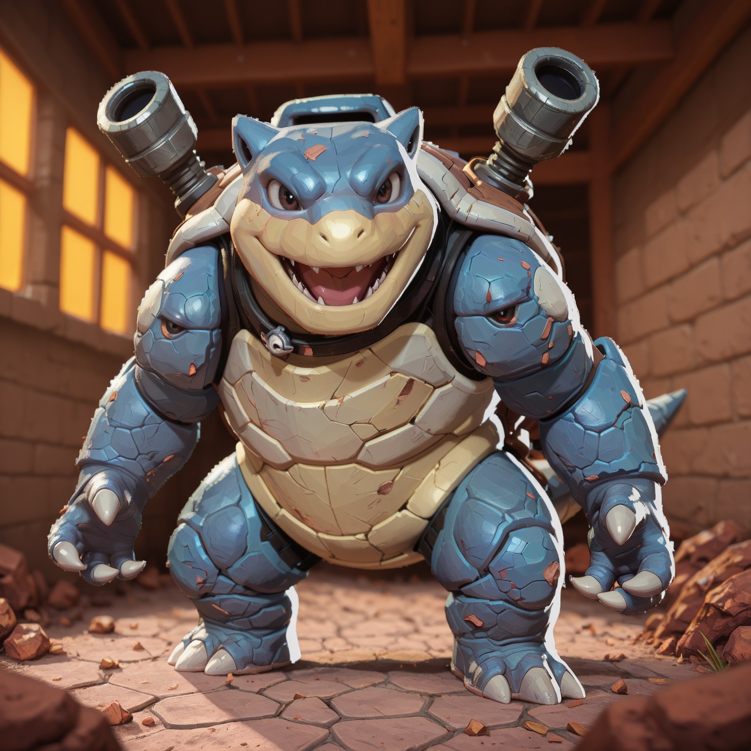 masterpiece, best quality, high quality, absurdres, very aesthetic, 8k, depth of field, subject focus, face_focus, detailed eyes, solo, full body, blastoise, pokemon, pokemon \(creature\), pokemon \(species\),