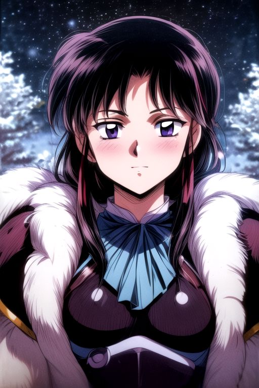 1girl Setsun4 solo long hair,  black hair very long hair purple eyes multicolored hair armor (fur trim) (medium body),<lora:EMS-179-EMS:0.800000>,<lora:EMS-293862-EMS:0.800000> bow, hair_bow, hair_tubes, red_bow, brown_hair, long_hair, bangs, ascot, frilled_bow, yellow_ascot, blush, smile, hair_between_eyes, athletic, (masterpiece:1.1), (best quality:1.1), 1girl, Real light and shadow, anime face, 4k, 8k, wallpaper,epic, detail texture, black hair, (blue eyes:1.5), ((((black hair:1.35, medium hair)))),intricate eyes,beautiful detailed eyes,symmetrical eyes,big eyes:1.5,(((lustrous skin:1.5,bright skin: 1.5,skin tanned,shiny skin,very shiny skin,shiny body,plastic glitter skin,exaggerated shiny skin,illuminated skin))),(detailed body,(detailed face)), cute, erotic,daring, (((medieval man armor,adventurer man armor,winter coat))),(((intricate outfit,intricate clothes, ushanka, embroidered outfit,ornate outfit,embroidered clothes,ornate armor))), (dynamic pose:1.0),happy,smile,(centered,scale to fit dimensions,Rule of thirds), ((snowy pine forest at night)), with dark stormy clouds,winter,scenery:1.25, highres,sharp focus,(ultra detailed,extremely detailed),(photorealistic artwork:1.37),(extremely detailed CG unity 8k wallpaper),(((vibrant colors,vibrant theme))),(intricate),(masterpiece),(best quality),