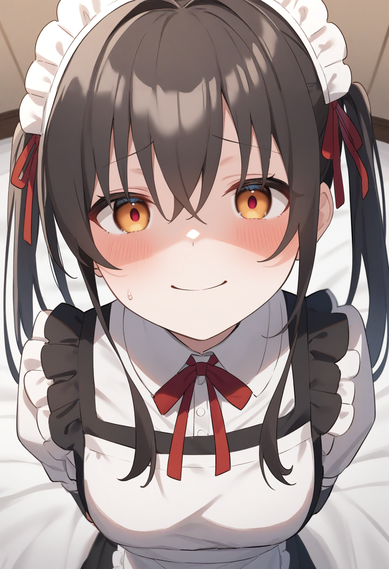 1girl,sincos, ningen mame, toosaka asagi,solo,medium breasts,20yo,maid,maid headdress,
yandere, <lora:yandere_XL_v1:0.7>
shaded face,empty eyes,head tilt,
from above, wide shot, looking at viewer, silver hair, golden eyes,smug face, Los Angeles city, closed mouth, split ponytail hair,,
best quality, very aesthetic, absurdres