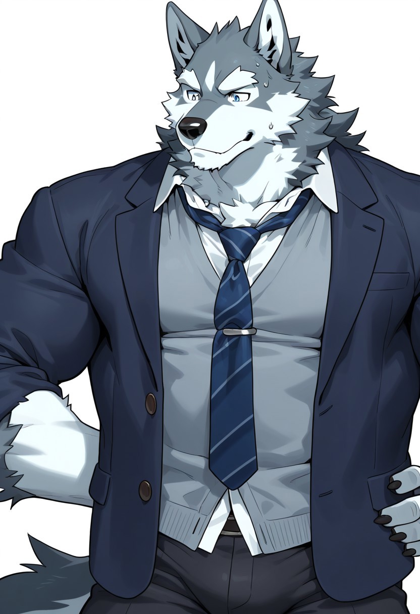 wolf, animal ears, furry, male, bara