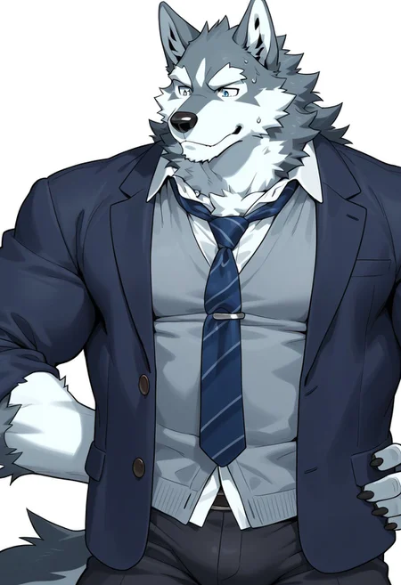 wolf, animal ears, furry, male, bara