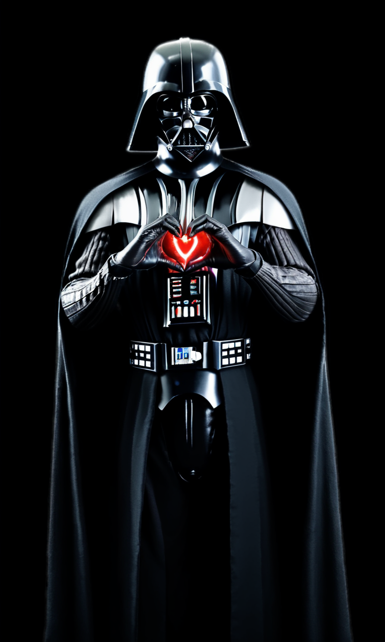 Darth vader , fiheartcl,       <lora:FingerHeart:1>