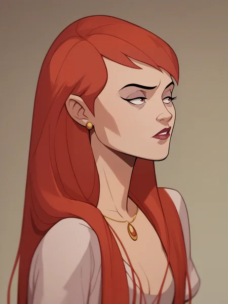 score_9, score_8_up, score_7_up, score_6_up, score_5_up, <lora:VentureBrosXLP:1> venture bros, solo, 1girl, red hair, long hair,