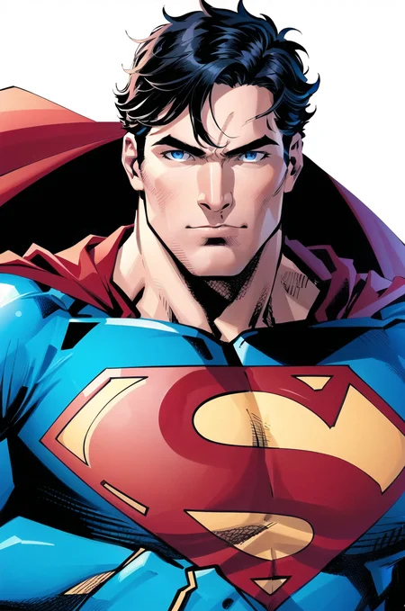 jim lee,
1boy, superman abs, bara, black hair, blue bodysuit, blue eyes, bodysuit, cape, closed mouth, crossed arms, large pectorals, male focus, muscular, muscular male, pectoral lift, pectorals, red cape, short hair, simple background, solo, superhero, upper body
, ((masterpiece))
<lora:jim_lee_offset:1>