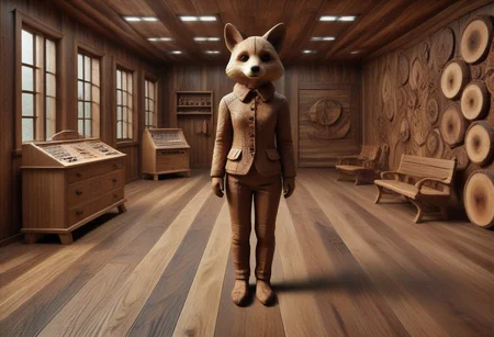 anthrofox, score_9, score_8_up,
1girl, wood clothes, wood surroundings, rating_safe