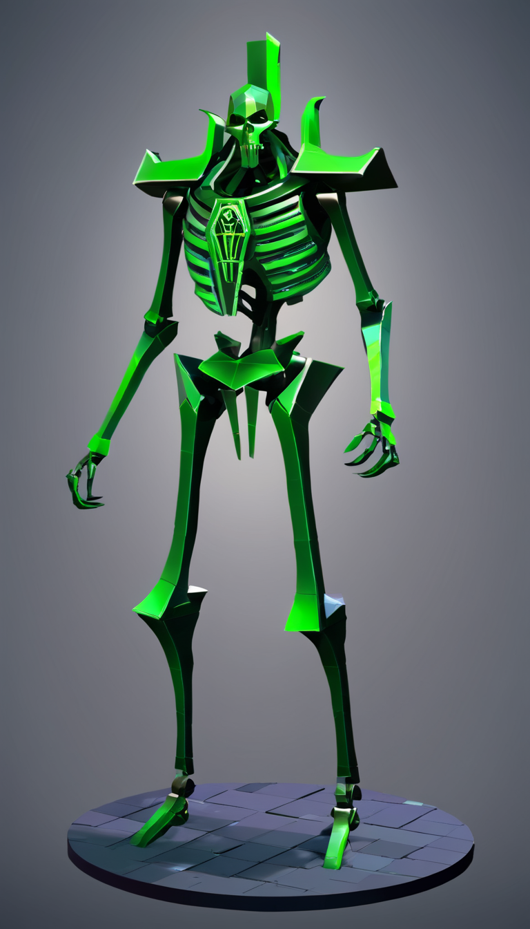 low-poly style Necrons, scenery, detailed background, masterpiece, best quality, high quality, absurdres <lora:necrons_xl_v1:1> . low-poly game art, polygon mesh, jagged, blocky, wireframe edges, centered composition
