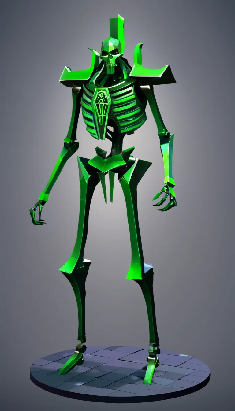 low-poly style Necrons, scenery, detailed background, masterpiece, best quality, high quality, absurdres <lora:necrons_xl_v1:1> . low-poly game art, polygon mesh, jagged, blocky, wireframe edges, centered composition