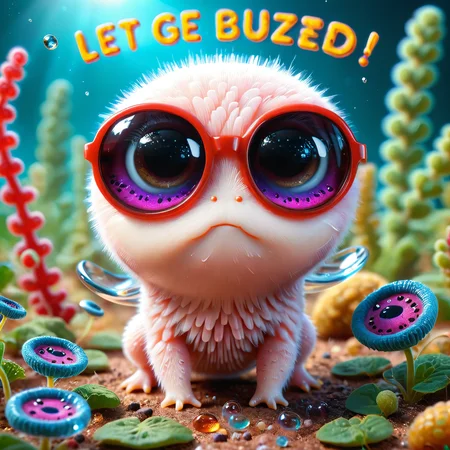 macro photography, cute bacteria in a Petrie dish wearing sunglasses, sign reads "Let's get BUZZED!!!", surreal, psychedelic, 8k, ultra-sharp   <lora:SDXL_Sweet_Overload:1> pam-swtvrld <lora:add-detail-xl:1>  BRYO-XL