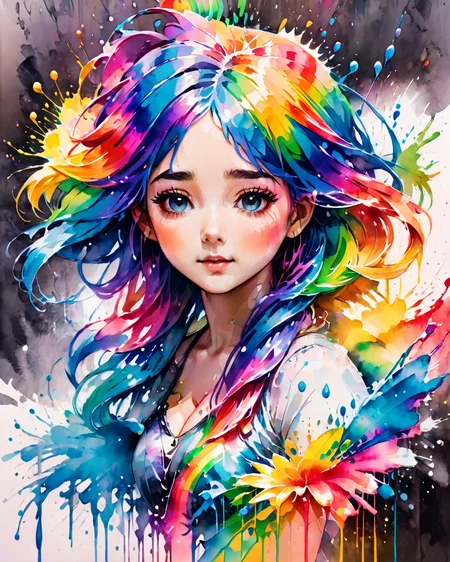 a cute girl composed of colorful splashing ink,
8k Wallpaper,grand,(((masterpiece))),(((best quality))),((ultra-detailed)),(illustration),((an extremely delicate and beautiful)),dynamic angle,rainbow hair,detailed cute anime face,(((masterpiece))),an extremely delicate and beautiful girl,flower,cry,water,corrugated,flowers tire,broken glass,(broken screen),atlantis,transparent glass,
ink splashing,<lora:ink_splashing:0.75>,