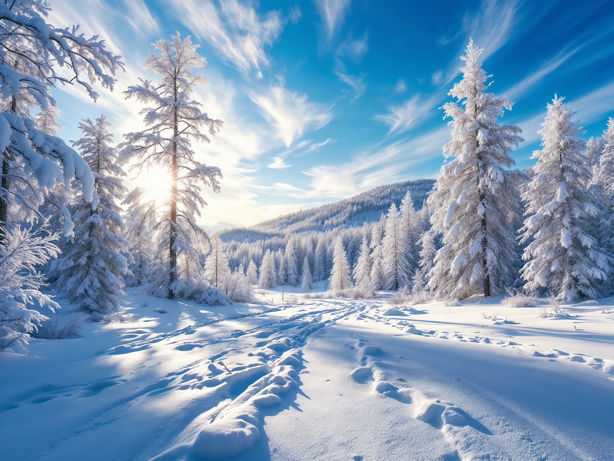 hyper realistic, photo, masterpiece, best quality.
Landscape, very realistic photography, winter forest background with snow on the branches