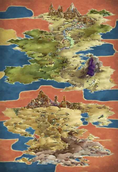fantasy map of an ancient land, egypt, mesopotamia, akkadian, babylonian, hieroglyphics, cartouche <lora:fantasy map-heavy:0.7>