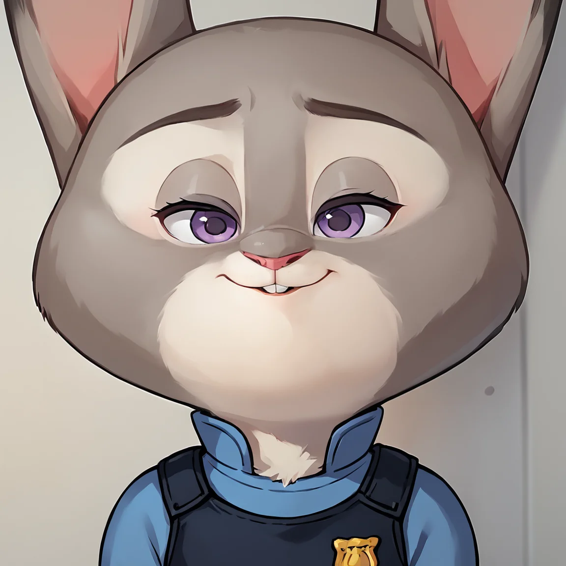 score 9,score 8 up, score 7 up,score 6 up <lora:smolface:1> small face, solo,Judy Hopps from Zootopia,rabbit,furry,grey fur, cute,half closed eyes