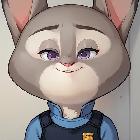 score 9,score 8 up, score 7 up,score 6 up <lora:smolface:1> small face, solo,Judy Hopps from Zootopia,rabbit,furry,grey fur, cute,half closed eyes