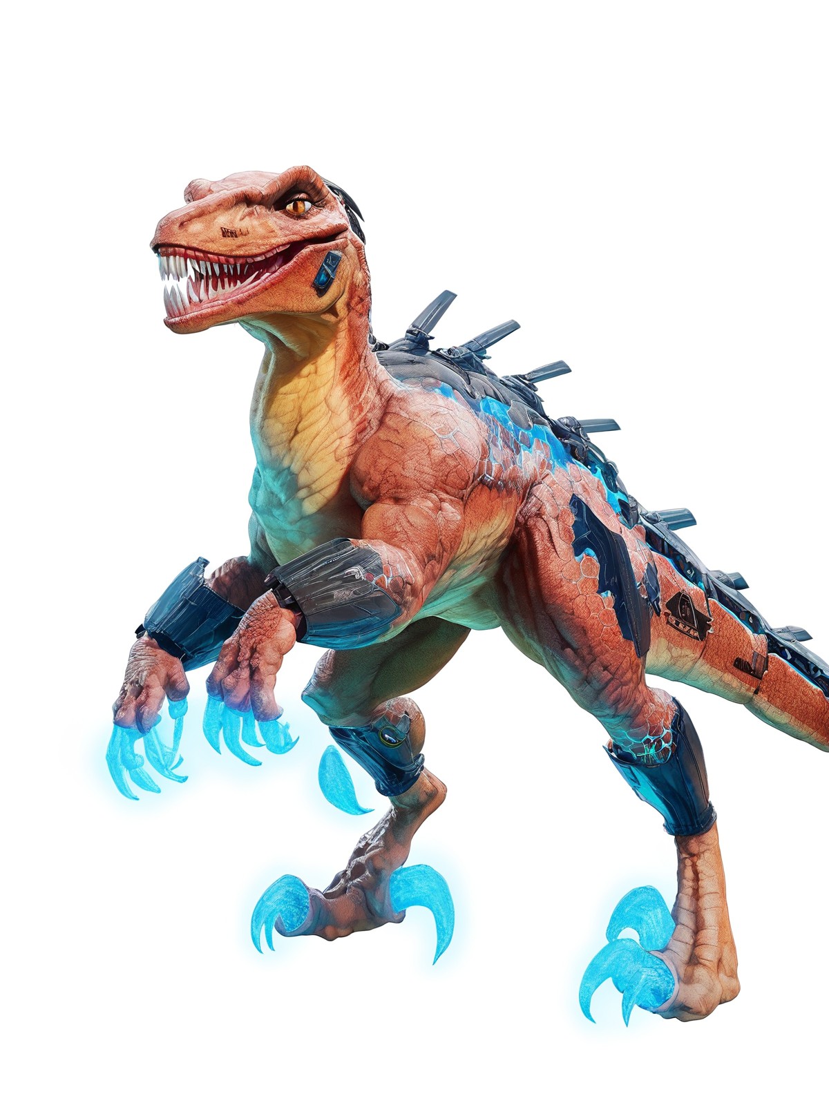 score_9, score_8_up, score_8,source_furry,
<1girl:1.5>,
<solo:1.5>,
feral,
hunched,
claws,
glowing,
monster,
open mouth,
realistic,
riptor_ki,
scales,
sharp teeth,
simple background,
solo,
teeth,
glowing claws,
glowing talons,
muscular,
tail,
dinoussaur tail,
robotic tail,
smile,
cybernetics,
cloaca
<simple background:1.5>,
<white background:1.5>,
raptor,
cyber-raptor,
looking at viewer,
seductive,
clever,
<cloaca:2.0>,
<lora:Riptor_KI3:1> riptor_ki ,
<lora:ComicsPonyXL_V2:1> comics_pony ,
<lora:Pony_DetailV2.0:1>