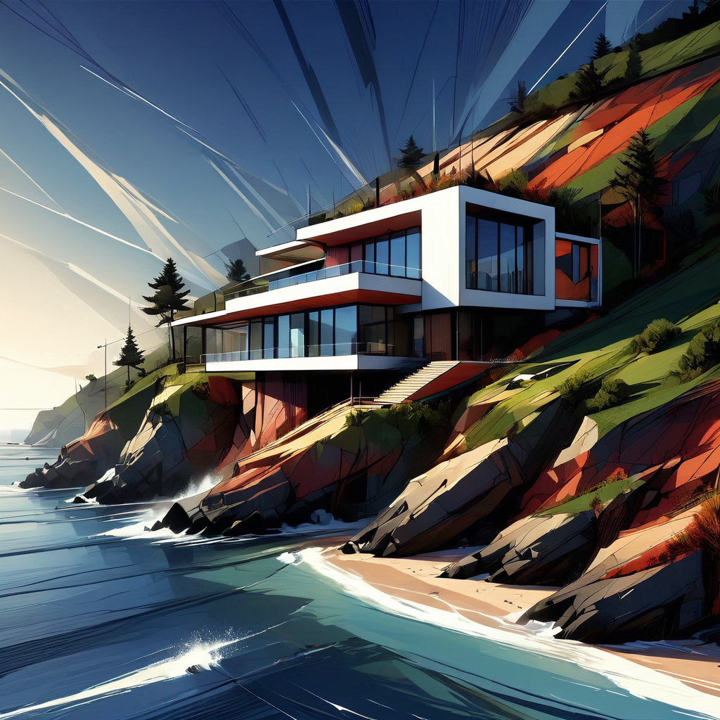 InkBlast, a modern house on a cliff on the coast