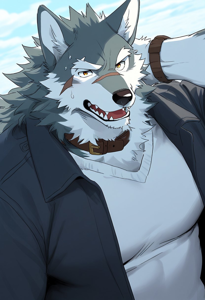 wolf, animal ears, furry, male, bara