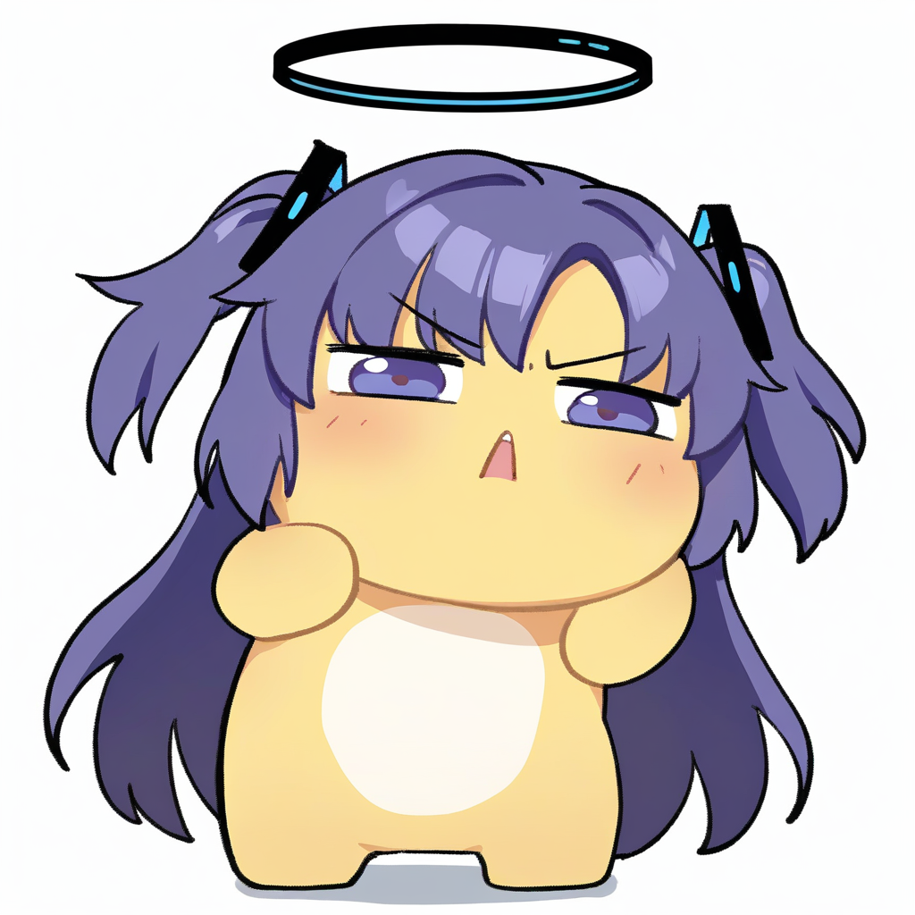 (nailong), no humans,yellow skin,
yuuka_(blue_archive),purple eyes,halo,two side up,long hair,purple hair,
full body, 
simple background, white background,
best quality, masterpiece,
 <lora:nailong_noob_ep50_v1-000010:1>