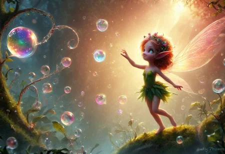rising fire bubbles, glass, cute faeries, dancing, flying, brunette, blond, ginger, (((title saying : "MAGIC TESTEUSES")))