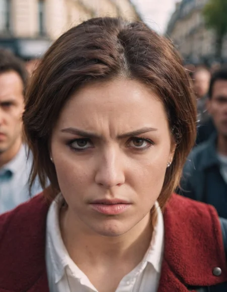 cinematic photo of a woman with an angry expression on her face<lora:angryXL:0.8> in a crowded protest on a street in Paris,
35mm photograph, film, bokeh, professional, 4k, highly detailed