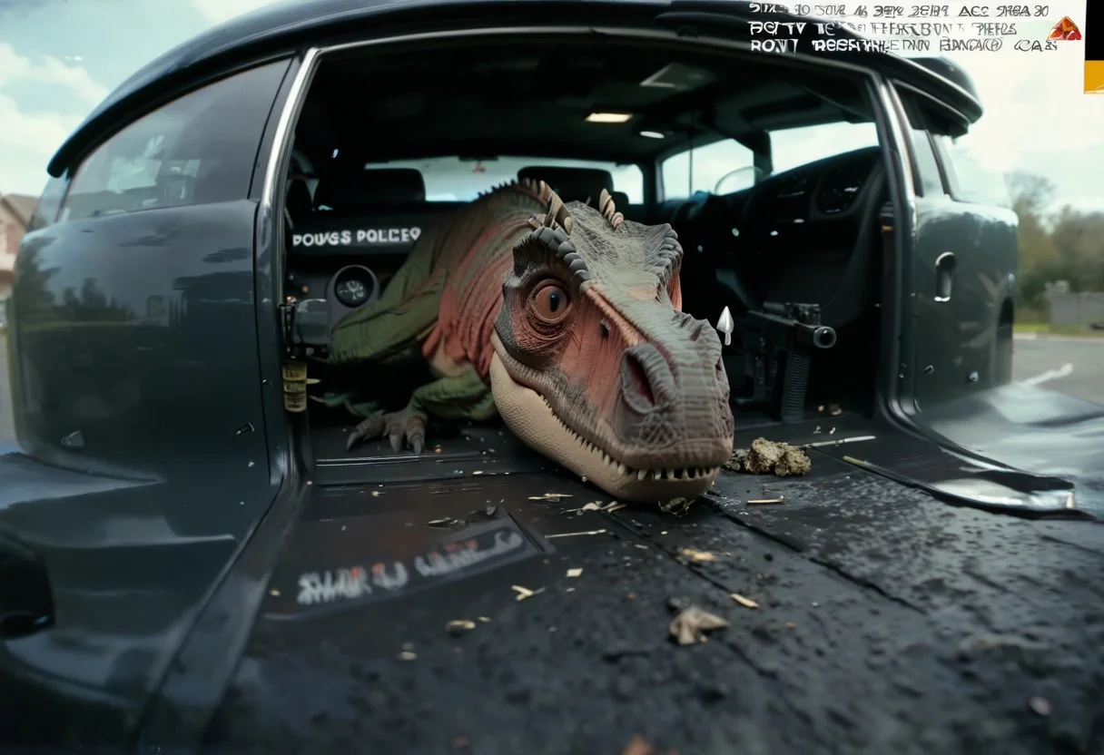 score_9, score_8_up, score_7_up, BREAK
(first person pov, bodycam footage, low quality camera, low resolution, poor quality footage, scan lines, fake screenshot, fisheye lens, english text, low quality broadcast footage:1.3),
BREAK,
(dinosaur crushing car:1.6), police officer, gun