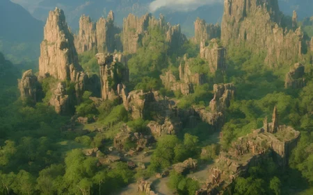 ChromaV5, nvinkpunk,(extremely detailed CG unity 8k wallpaper), An Landscape of a majestic jungle surrounded by lush pink foliage, award winning photography, Chromatic Aberration, Detailed , HDR, Bloom,majestic oil painting by , Thomas Cole, Frederic Church, and Albert Bierstadt ,trending on artstation, trending on CGsociety, Intricate, High Detail, dramatic, art by midjourney