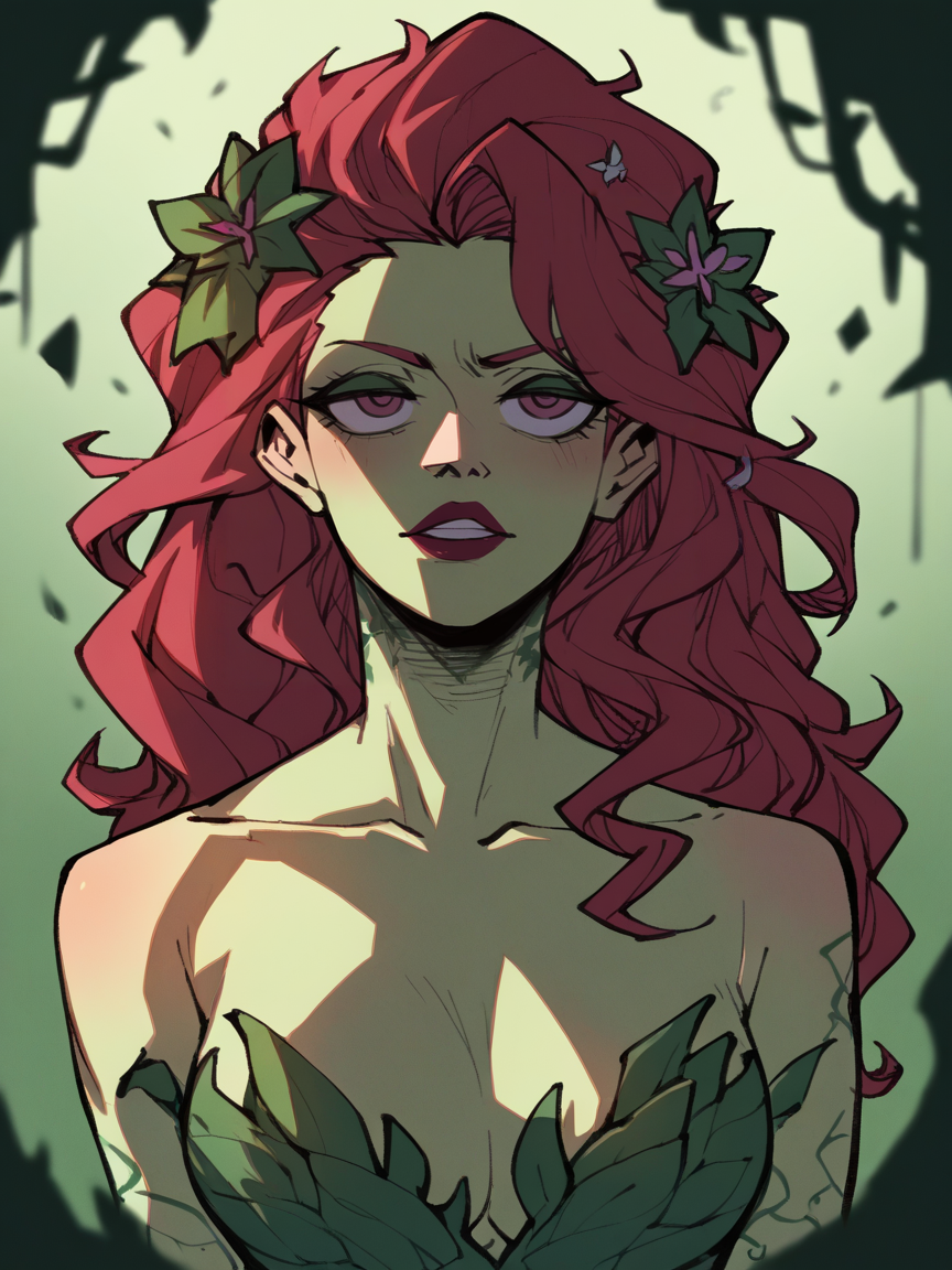 score_9, score_8_up, score_7_up, score_6_up, score_5_up,   <lora:h4ruk4m1XLP:1> h4ruk4m1, 1girl, poison ivy, solo