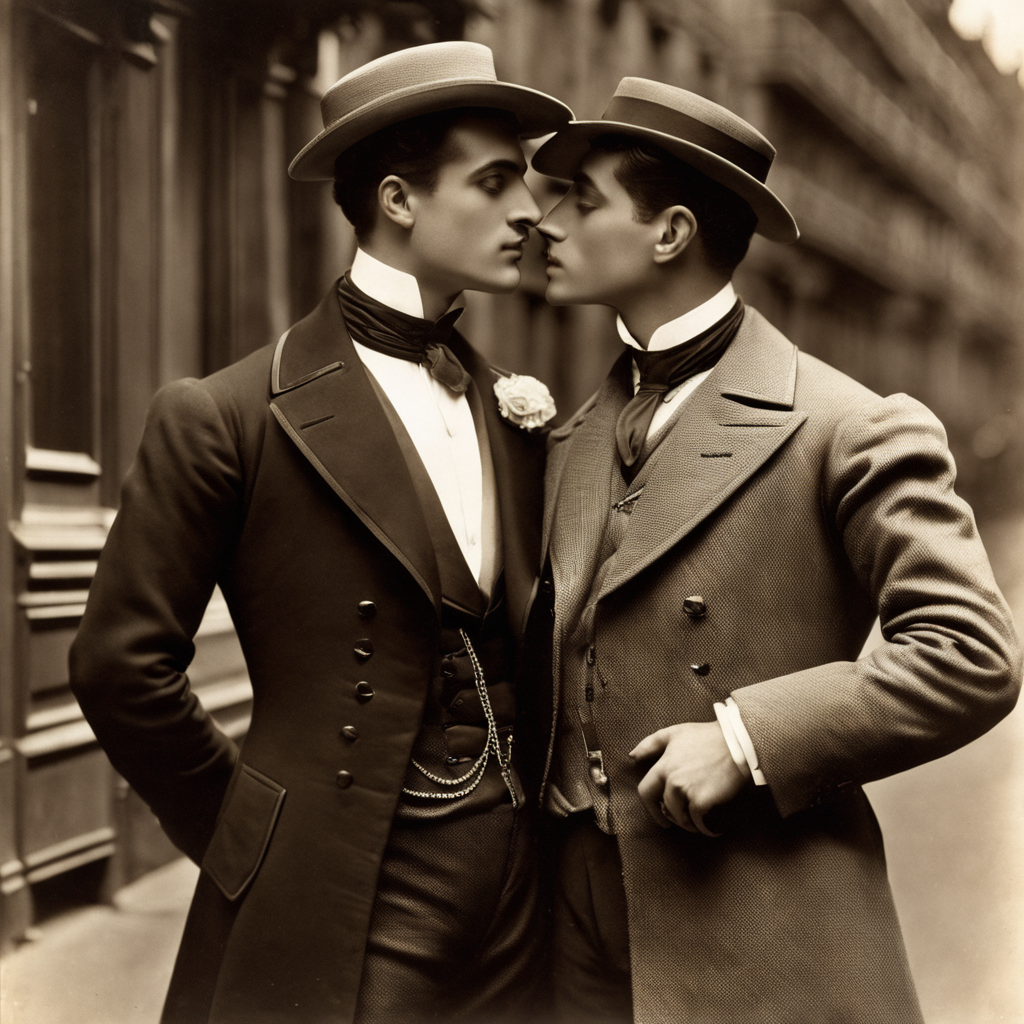 gay romance novel cover by Eugene Atget