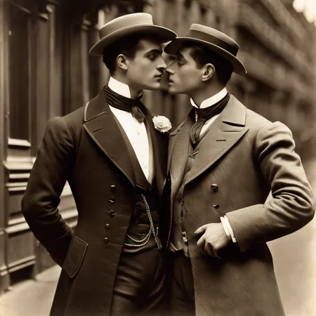 gay romance novel cover by Eugene Atget
