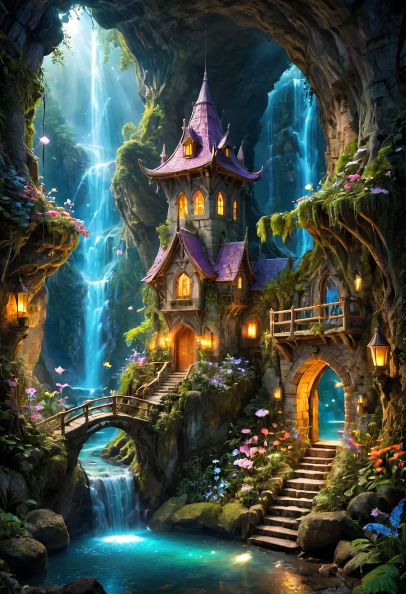 a hidden fantasy world with magical creatures,majestic landscapes,enchanted forests,sprawling mountains,mystical rivers,mythical creatures,elaborate castles,glistening waterfalls,breathtaking sunsets,ethereal lighting,dreamlike colors,pixie dust,whimsical atmosphere,vibrant flora and fauna,ancient ruins,secret pathways,timeless beauty,ethereal mist,spellbinding charm,enchanted waterfalls,serene lakes,celestial moonlight,enchanted flowers,luminous fireflies,dancing fairies,majestic unicorns,soaring dragons,mysterious caves,magical portals,enchanted whispers,ancient prophecies,whispering trees,glowing crystals,endless adventures,infinite possibilities, vivid colors, OverallDetailXL, *Channel_42*