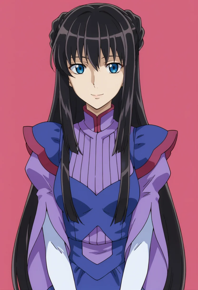 score_9,score_8_up,score_7_up,score_6_up,score_5_up,score_4_up,anime coloring BREAK source_anime,anime,<lora:Marina_Ismail_Gundam_00_Pony:0.8>,marina,1girl,solo,blue eyes,black hair,long hair,double bun,sidelocks,two-tone dress,bridal gauntlets,smile,(multicolored background:1.3),portrait,upper body,looking at viewer,