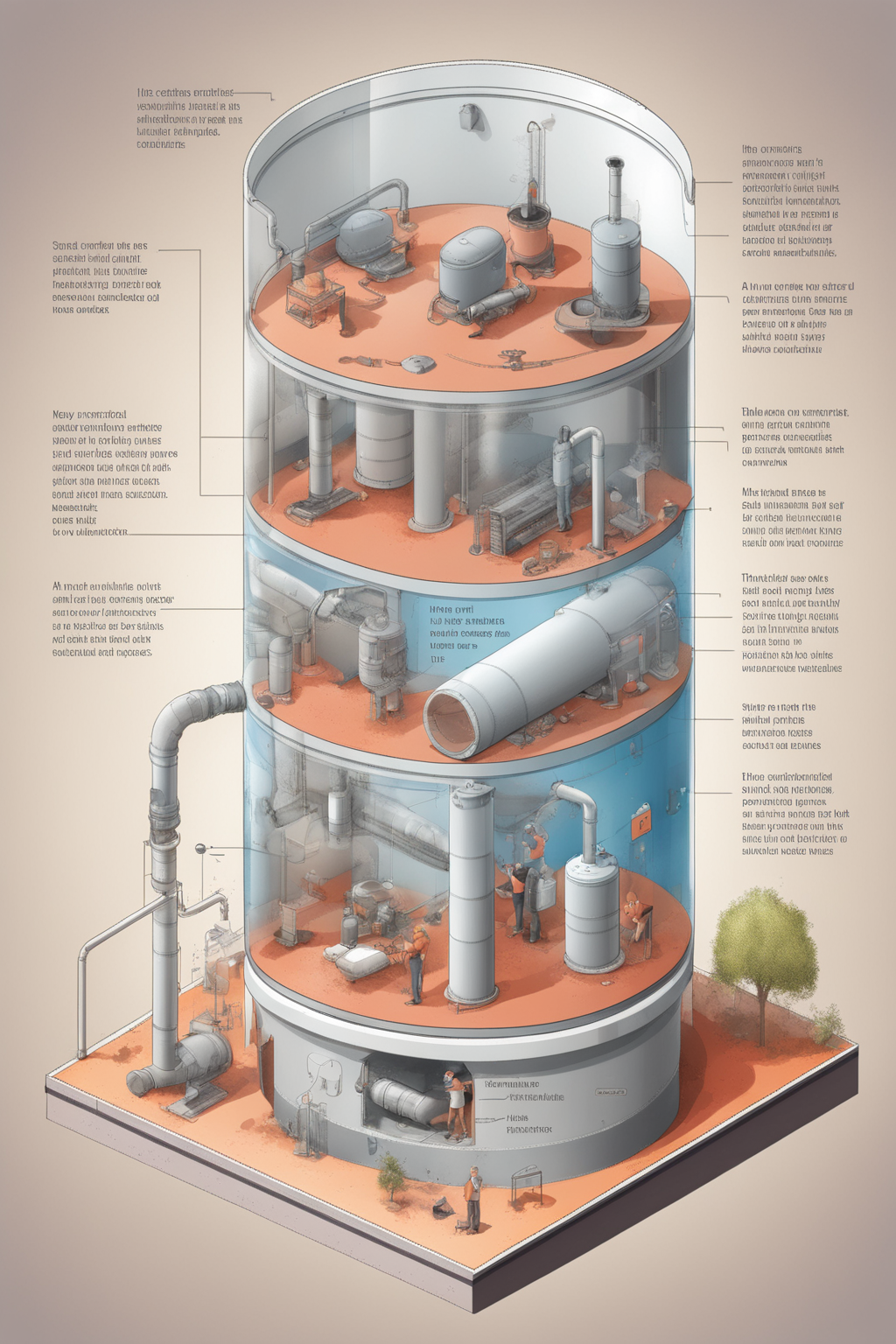 <lora:Isometric Cutaway:1>,Isometric Cutaway - An Image illustrating the tank installation guide. The background shows the tank installation scene with illustrations or pictures demonstrating the correct installation steps. The accompanying text instructions are presented in a clear and understandable manner, helping the user to easily complete the installation of the tank.