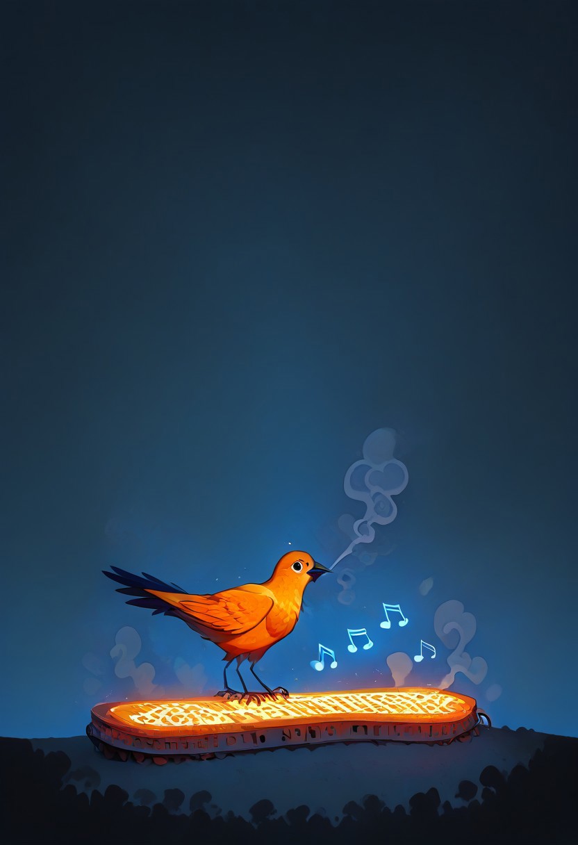 (masterpiece, best quality, high quality, good quality), Steam train made of orange peel on tracks, it's body is crafted from orange peel, smoke made of orange peel, blue sky, happy, humming, musical note, rainbow, sparkle, sunlight, bird, , pastel colors, colorful
,FFAnime Style, orange peel sinozick style