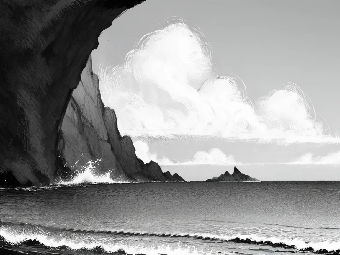 score_9, score_8_up, score_7_up, score_6_up, score_5_up, <lora:NxhqtXLP:1> nxhqt, monochrome, greyscale, ocean