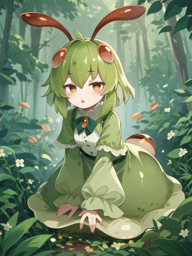 (expressive eyes), (Masterpiece), 1girl, (yonaga san artstyle), giant slug, antennae, slug body, (score_9, score_8_up, score_7_up), <lora:V5.1_retrain:1.0>